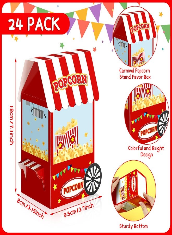 Trandraft 24 Pcs Circus Party Favors Boxes Circus Popcorn Boxes Carnival Birthday Party Decor Halloween Paper Candy Treat Goodies Favors for DIY Holiday Gift Red White Stripes Decor - Image 2